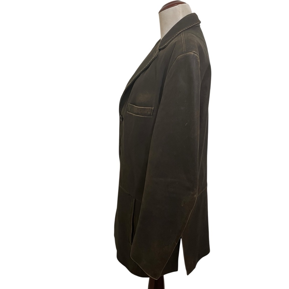 J. Ferrar Vintage Brown Leather Jacket Men's M Rugged Distressed Blazer Retro - Picture 5 of 8
